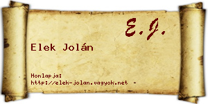 Elek Jolán névjegykártya