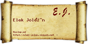 Elek Jolán névjegykártya