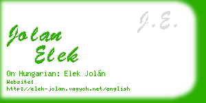 jolan elek business card