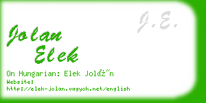 jolan elek business card